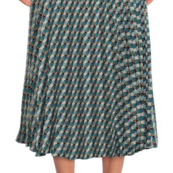 Max Studio Geometric Print Pleated Midi Skirt - Picture 1 of 5